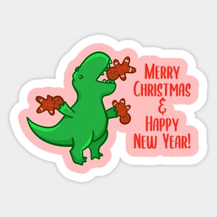 T-rex eating gingerbread men Sticker